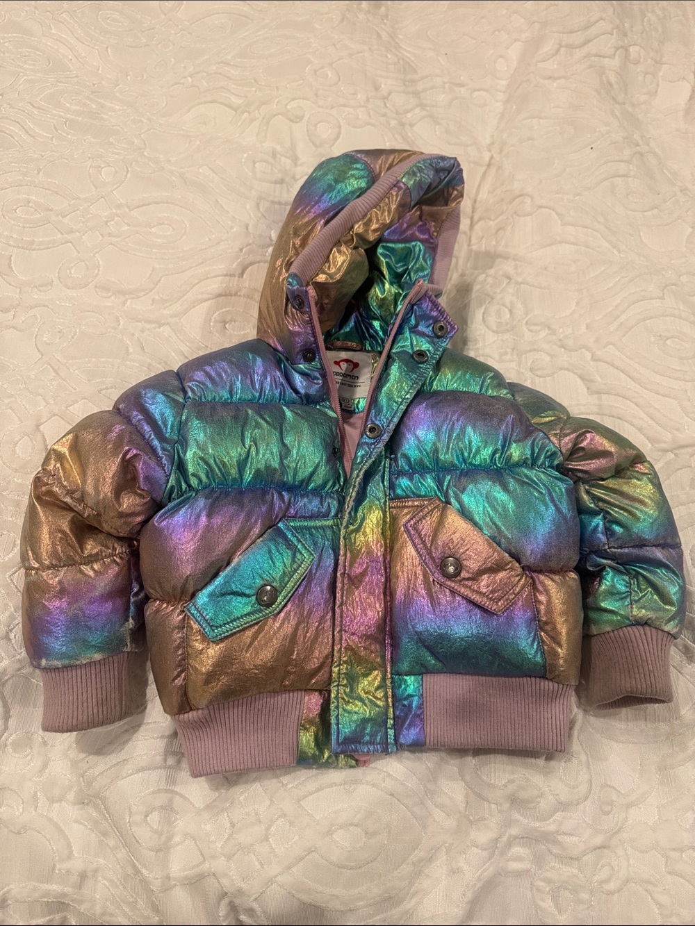 Appaman Iridescent Puffer Jacket in Teal, Purple & Gold Sheen